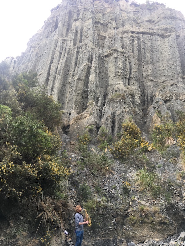 Glen playing sax to the pinnacles above