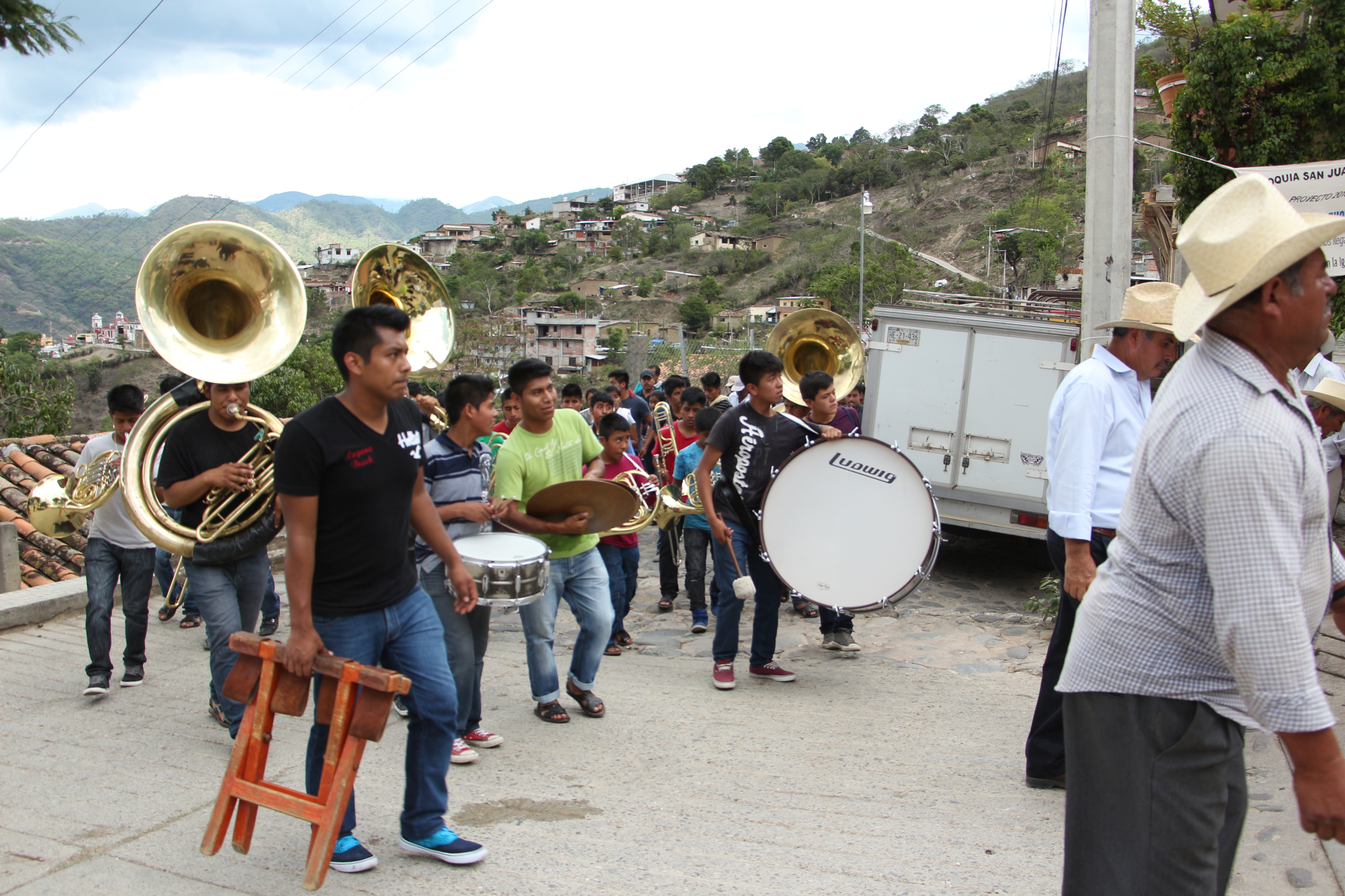 A brass band on the village streets.