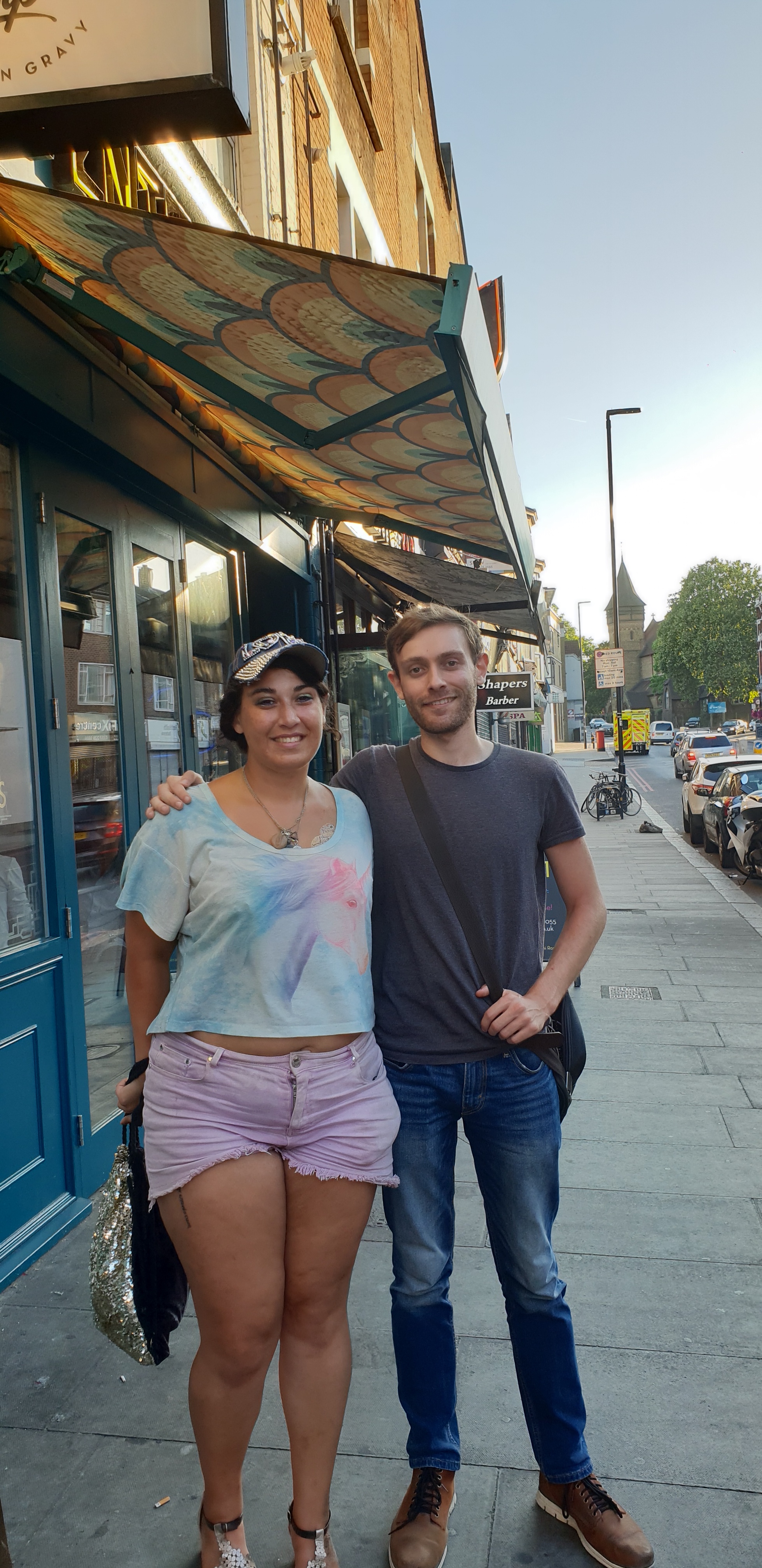 Marika and Luke on a warm summers day in a market st of London