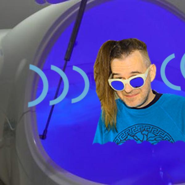 Kraus collaged into a glowing float tank