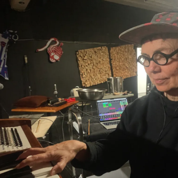 Chrissie Butler at the keyboard