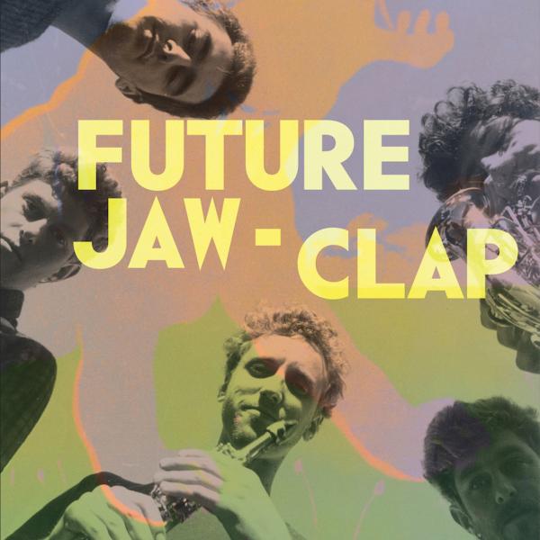 The book cover - ficve musicians are peering down into a camera that is far below them.