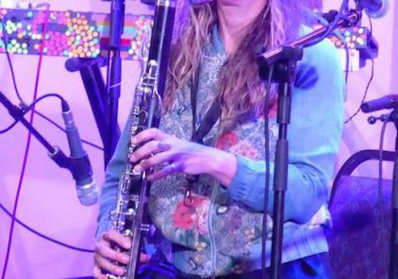 Bridget Kelly playing bass clarinet