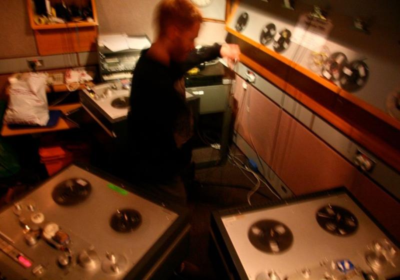 Dan Beban working with tape loops and reel to reels