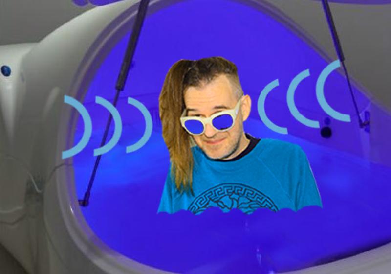 Kraus collaged into a glowing float tank