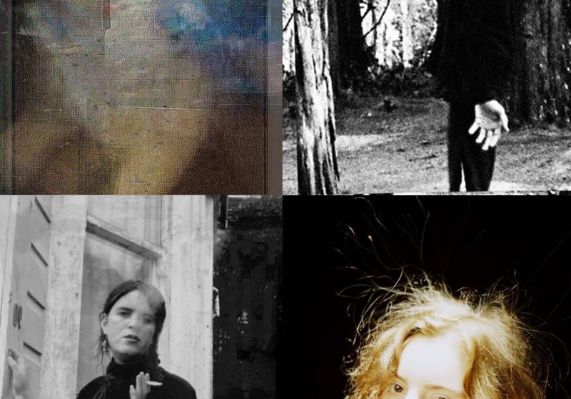 four portraits of each artist in a grid. the portraits range from blurry messes to moody black and white portraits