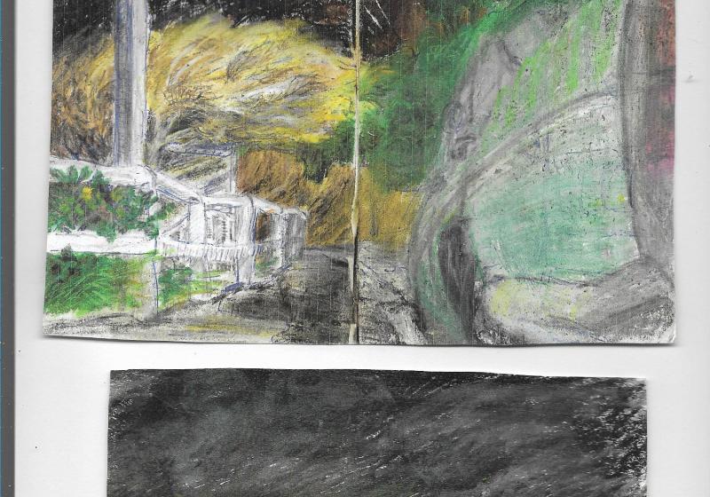 Pastel of a stormy sea