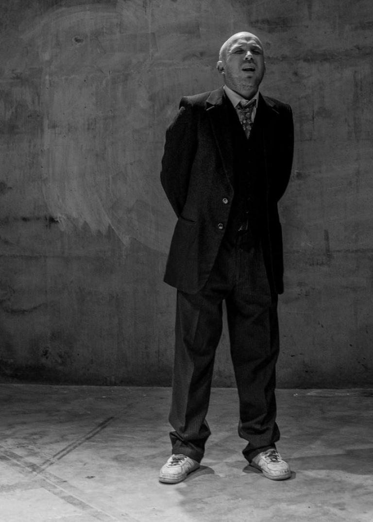 Jonny Marks singing in a Silo