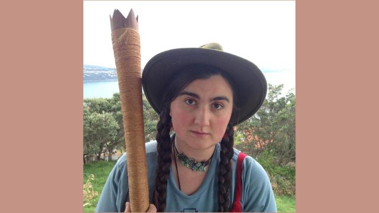 Ruby holding a pūkāea