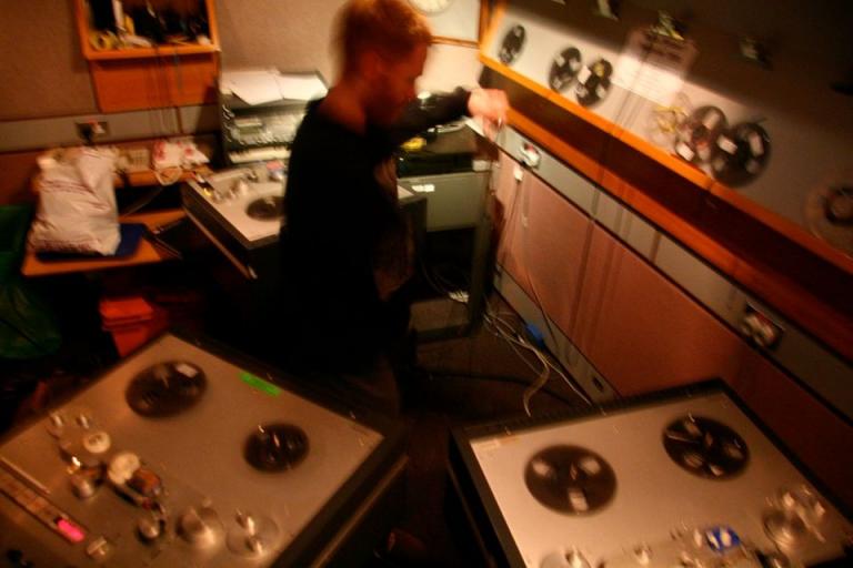 Dan Beban working with tape loops and reel to reels