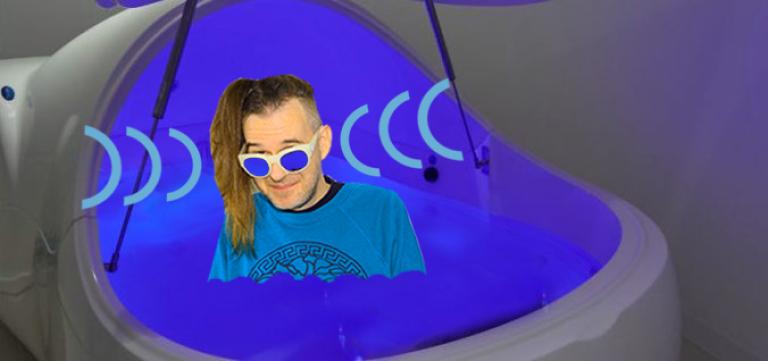 Kraus collaged into a glowing float tank