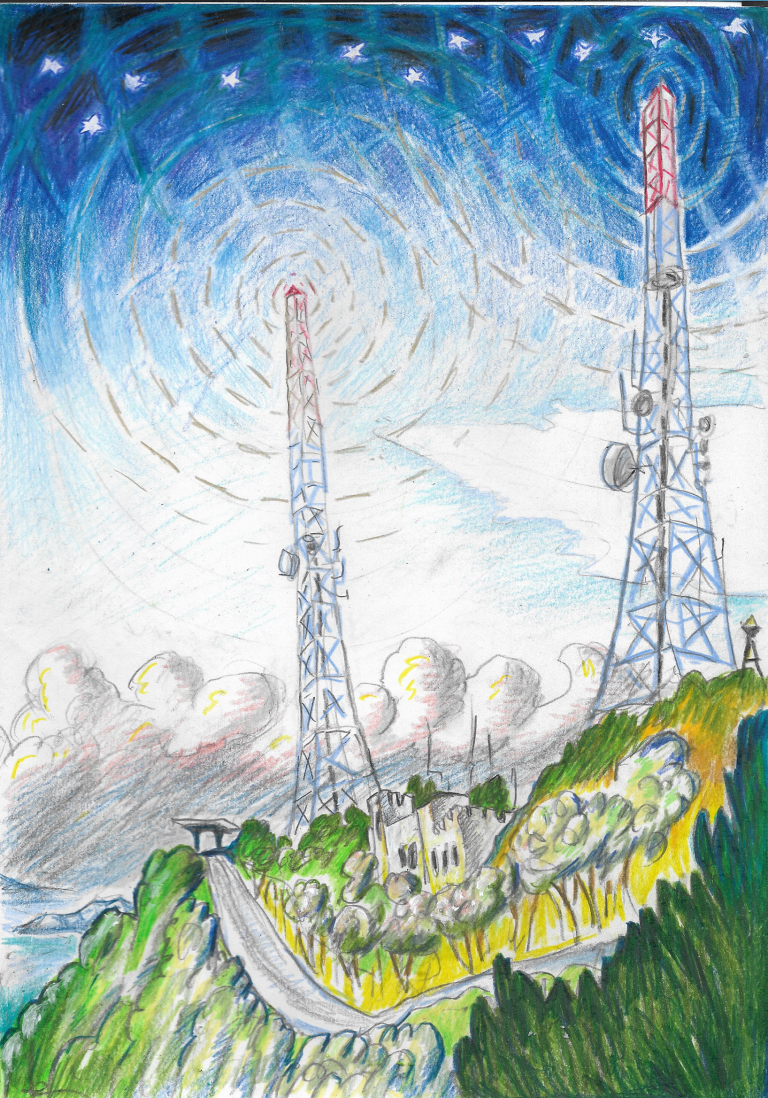 Two radio towers