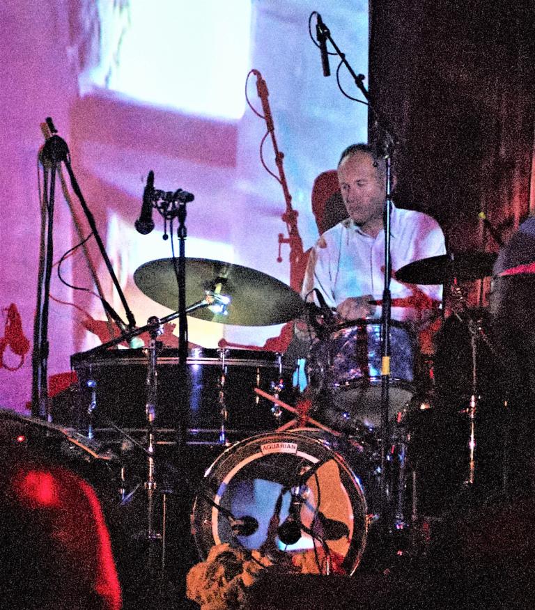 Peter Stapleton playing the drums