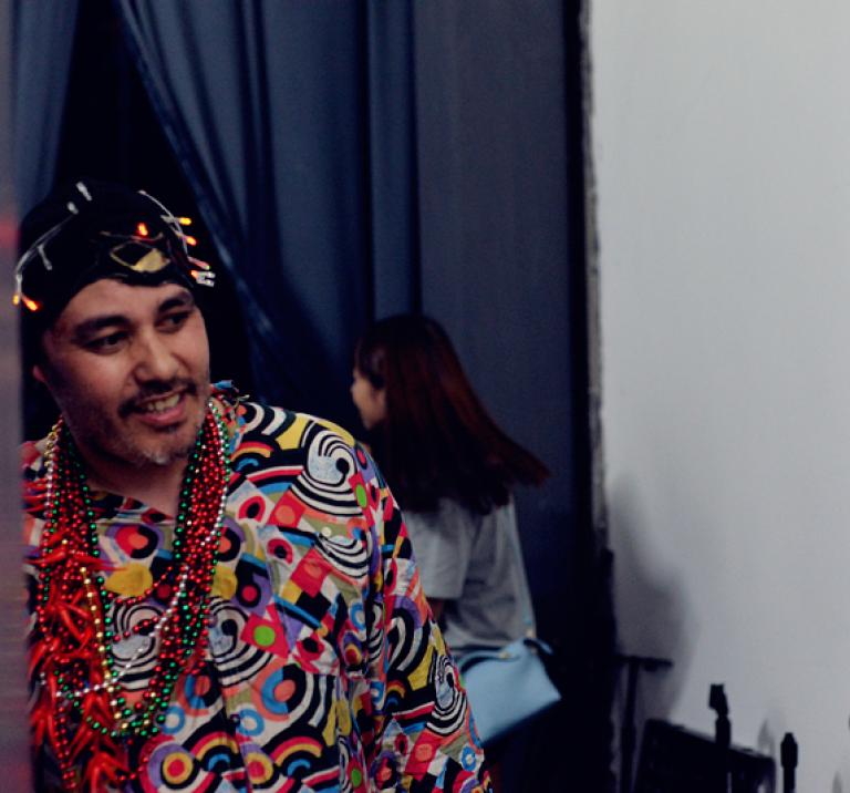 Riki Pirihi in colourful costume