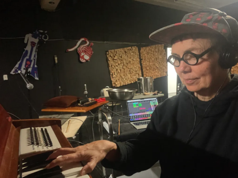 Chrissie Butler at the keyboard